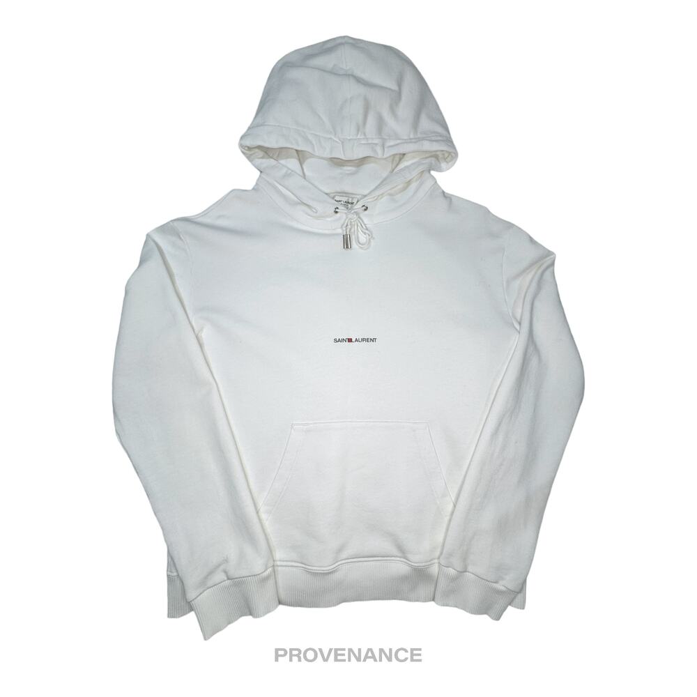 🔴  Saint Laurent Paris SLP Logo Hoodie - White